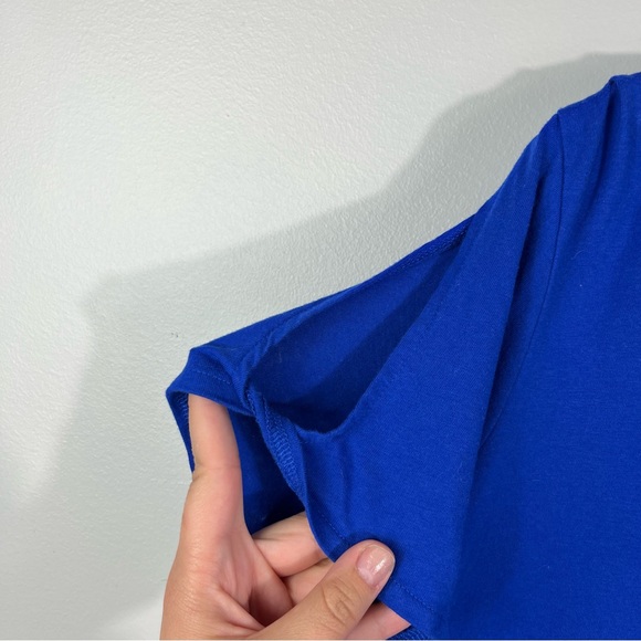 Roamans Women’s Plus Size Royal Blue Twist Cutout Short Sleeve Top 22/24 1X - Picture 3 of 4